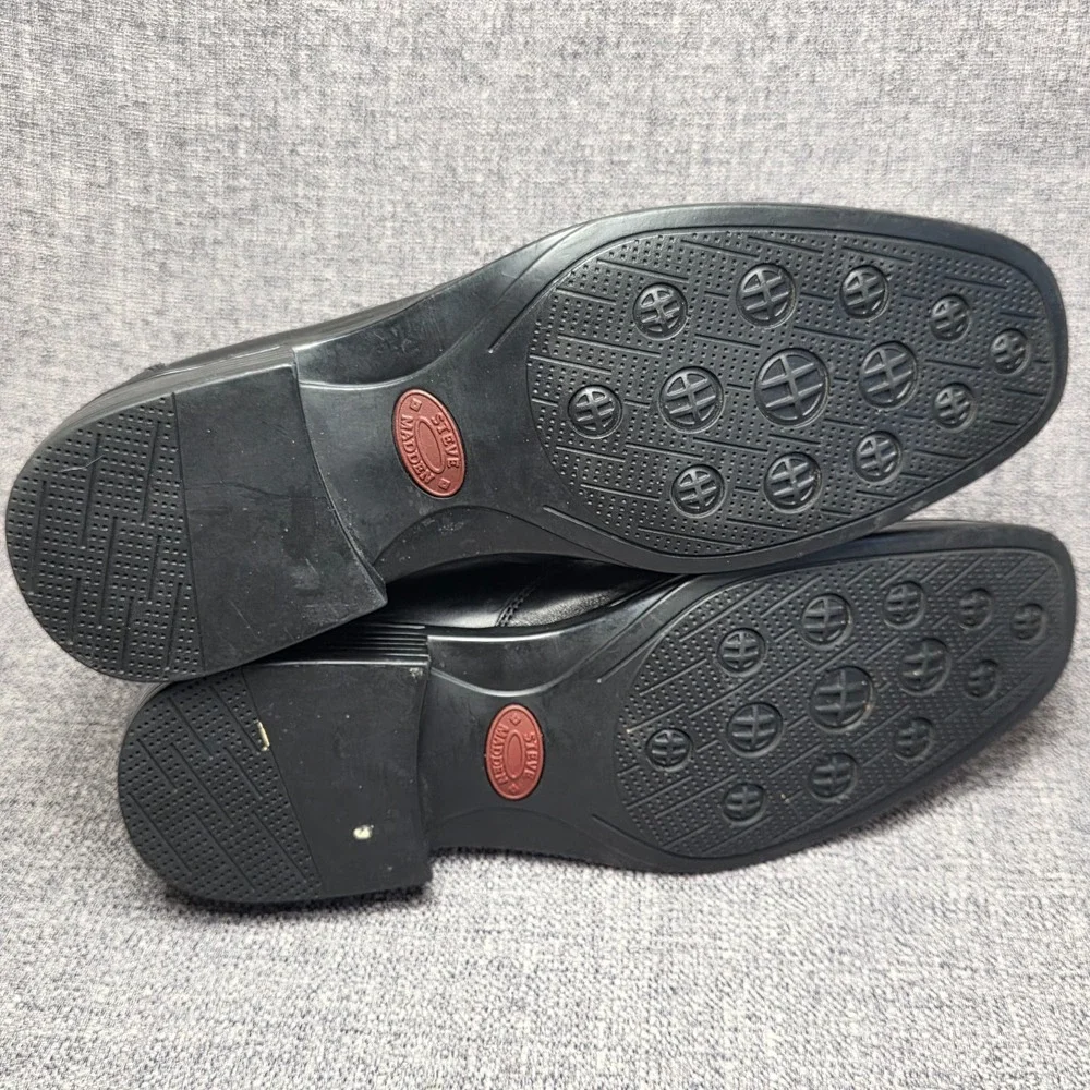 Steve Madden P-TRAIN Black Leather Slip On Loafers Dress Casual Shoes Men 8